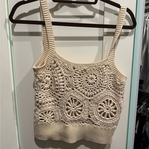 J crew Crochet Knit Cream Tank Top